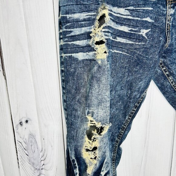 Evolution by Design Jeans Men 46x33 Acid Wash Blue Baggy Hip Hop Distressed Y2k - Picture 5 of 15